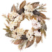 24" Silk Hydrangea Flower, Baby's Breath & Pinecone Hanging Wreath -Cream/Brown (pack of 2) - FWH075-CR/BR