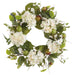 24" Hydrangea, Blossom & Apple Silk Flower Wreath -White/Green - FWH105-WH/GR