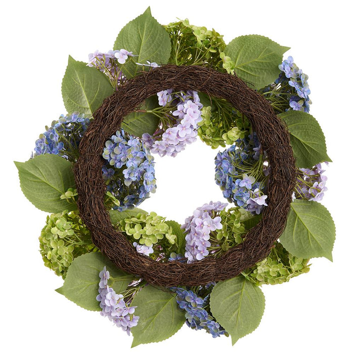 24" Hydrangea Silk Flower Wreath -Mixed Colors - FWH150-MX