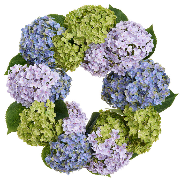 24" Hydrangea Silk Flower Wreath -Mixed Colors - FWH150-MX