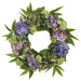 22" Hydrangea, Snowball & Baby's Breath Silk Flower Wreath -Purple/Green - FWH555-PU/GR
