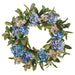 24" Hydrangea & Queen Anne's Lace Silk Flower Wreath -Blue/Green (Pack of 2) - FWH731-BL/GR