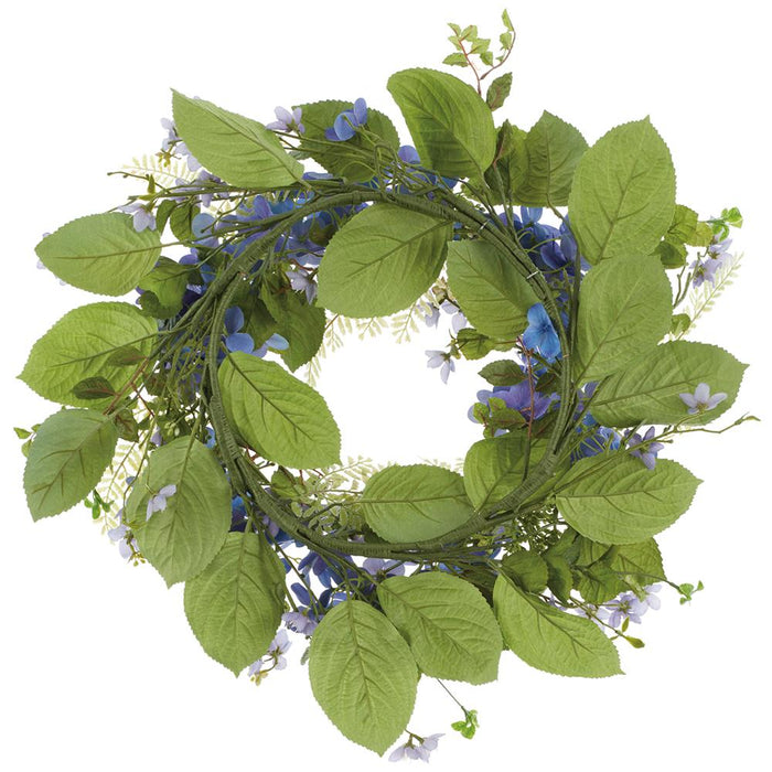 24" Hydrangea, Rose Myrtle & Mint Leaf Silk Flower Wreath -Helio (Pack of 2) - FWH842-HE