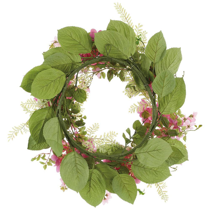 24" Hydrangea, Rose Myrtle & Mint Leaf Silk Flower Wreath -2 Tone Pink (Pack of 2) - FWH842-PK/TT