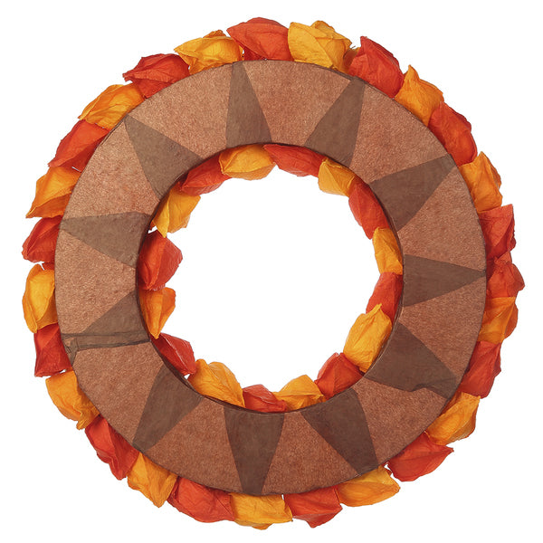 17" Artificial Chinese Lantern Wreath -2 Tone Orange (Pack of 4) - FWL002-OR/TT