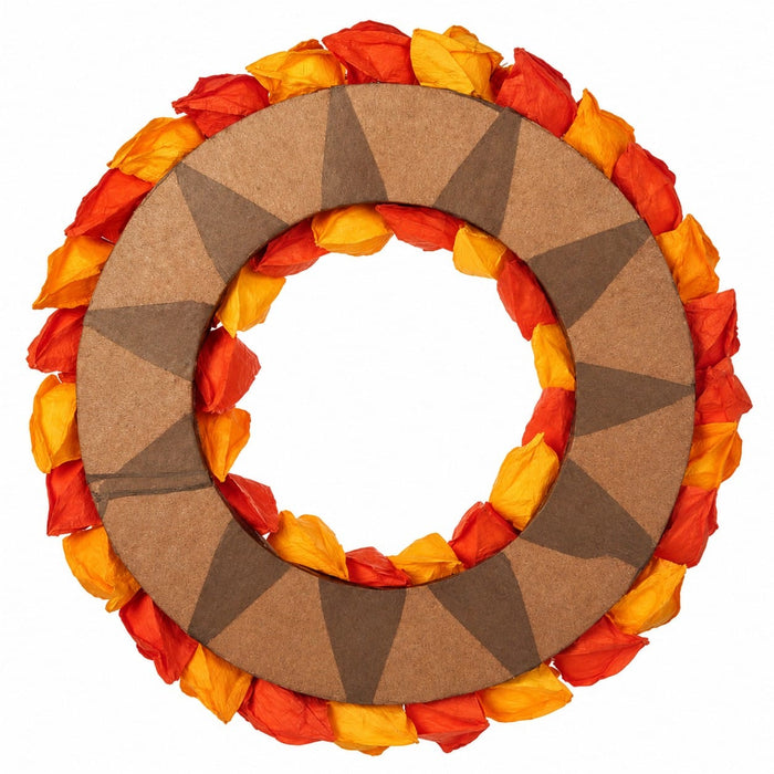 17" Artificial Chinese Lantern Wreath -2 Tone Orange (Pack of 4) - FWL002-OR/TT