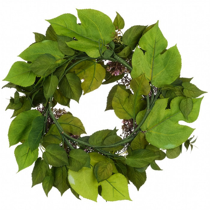 24" Lilac & Sedum Silk Flower Wreath -Lavender (Pack of 2) - FWL004-LV