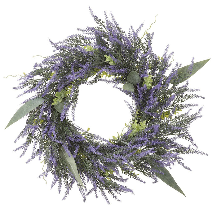 24" Artificial Lavender & Eucalyptus Hanging Wreath -Purple/Green (pack of 2) - FWL097-PU/GR