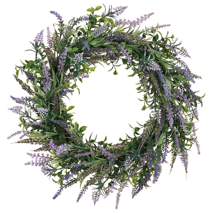 22" Lavander & Muscari Flower Artificial Wreath -Lavender/Purple - FWL255-LV/PU