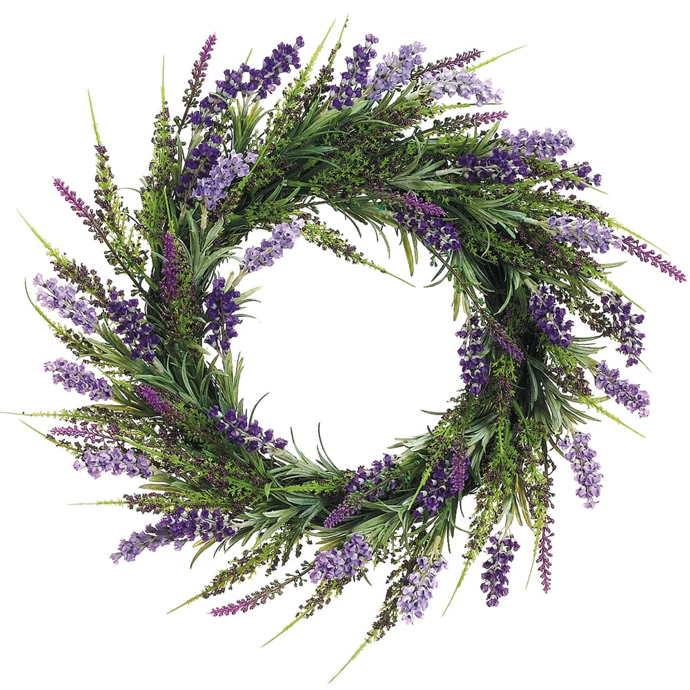17" Silk Lavender Flower Hanging Wreath Purple/Lavender — Silks Are