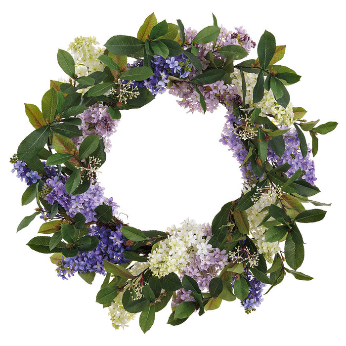 28" Lilac Flower Artificial Wreath -Mixed Colors (Pack of 2) - FWL795-MX