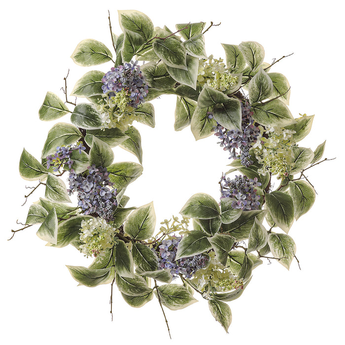 24" Lilac Silk Flower Hanging Wreath -Lavender/Cream (pack of 2) - FWL914-LV/CR