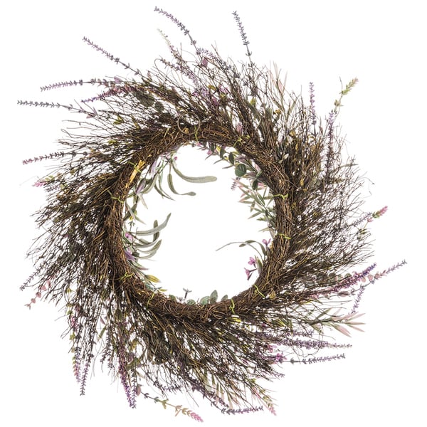 24" Artificial Lavender Flower Hanging Wreath -Lavender - FWL968-LV