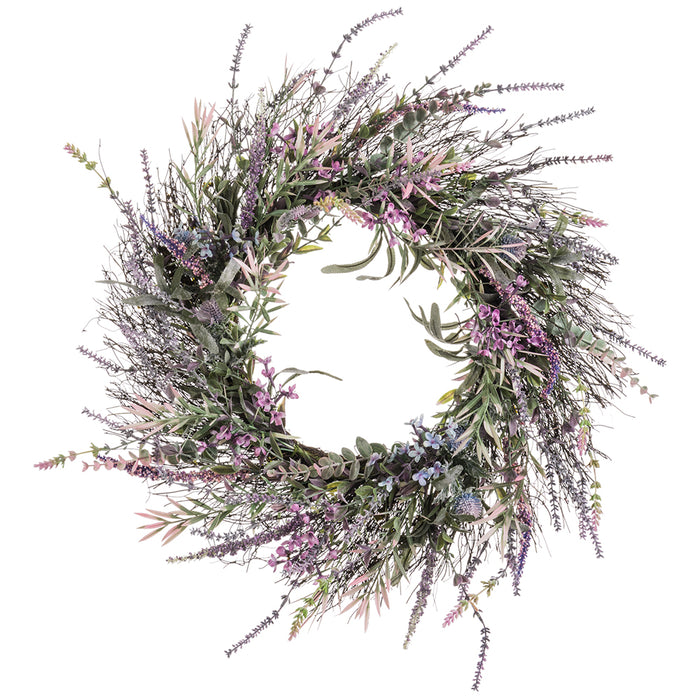 24" Artificial Lavender Flower Hanging Wreath -Lavender - FWL968-LV