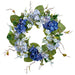 24" Hydrangea & Blossom Silk Flower Wreath -2 Tone Blue (Pack of 2) - FWM136-BL/TT