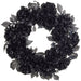 24" Halloween Mum & Peony Silk Flower Wreath -Black (Pack of 4) - FWM218-BK