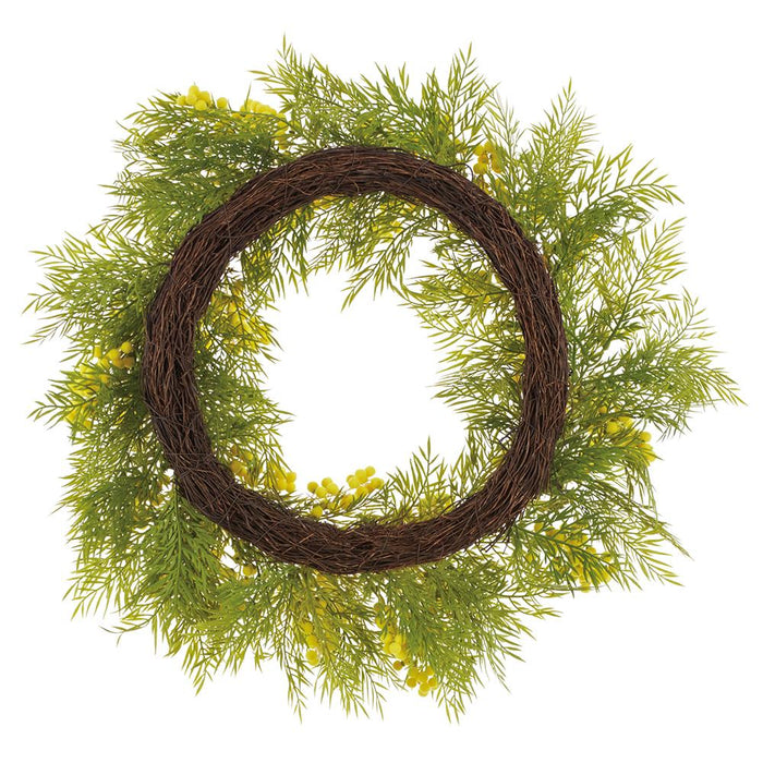 24" Mimosa Flower Artificial Wreath -Yellow (Pack of 6) - FWM265-YE
