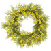 24" Mimosa Flower Artificial Wreath -Yellow (Pack of 6) - FWM265-YE