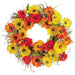 22" Poppy Silk Flower Hanging Wreath -Yellow/Orange (pack of 4) - FWP028-YE/OR