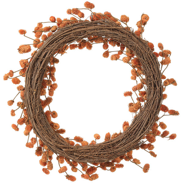 22" Artificial Osmanthus Pod Wreath -Flame (Pack of 2) - FWP036-FL