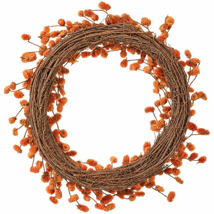 22" Artificial Osmanthus Pod Wreath -Flame (Pack of 2) - FWP036-FL
