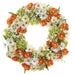 24" Poppy, Cosmos & Snowball Silk Flower Wreath -White/Orange (Pack of 2) - FWP047-WH/OR