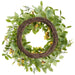 22" Pansy & Mixed Greenery Silk Flower Wreath -Yellow/Green (Pack of 2) - FWP282-YE/GR