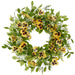 22" Pansy & Mixed Greenery Silk Flower Wreath -Yellow/Green (Pack of 2) - FWP282-YE/GR