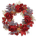 22" Peony Flower, Protea & Eucalyptus Leaf Silk Wreath -Burgundy - FWP429-BU