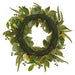 28" Cabbage Rose & Snowball Silk Flower Wreath -Yellow/Green (Pack of 2) - FWR714-YE/GR