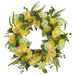 28" Cabbage Rose & Snowball Silk Flower Wreath -Yellow/Green (Pack of 2) - FWR714-YE/GR