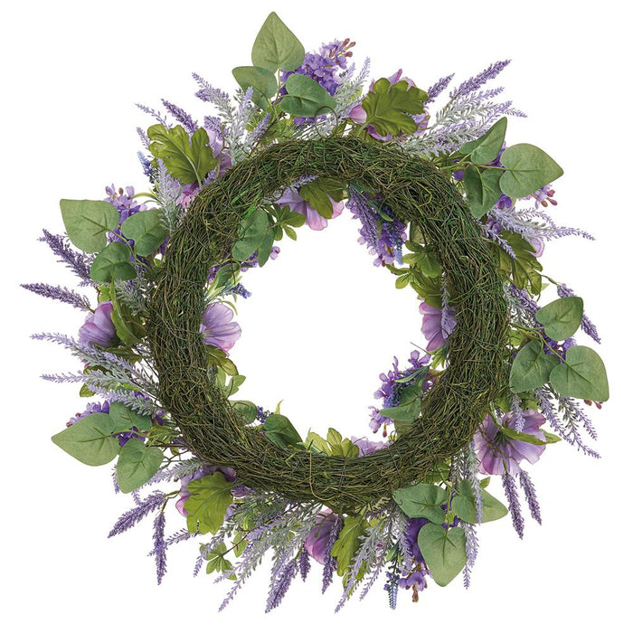 28" Ranunculus, Lilac & Lavender Silk Flower Wreath -Purple/Lavender (Pack of 2) - FWR724-PU/LV