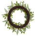 24" Snowball, Mum & Sedum Silk Flower Wreath -Cream/Green - FWS003-CR/GR