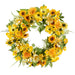 24" Sunflower, Daisy & Cosmos Silk Flower Wreath -Yellow (Pack of 2) - FWS021-YE