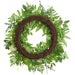 26" Snowball & Fern Silk Flower Wreath -Green/Cream - FWS036-GR/CR