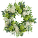 26" Snowball & Fern Silk Flower Wreath -Green/Cream - FWS036-GR/CR