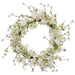 24" Cherry Blossom Silk Flower Wreath -Cream/Green (Pack of 2) - FWS055-CR/GR