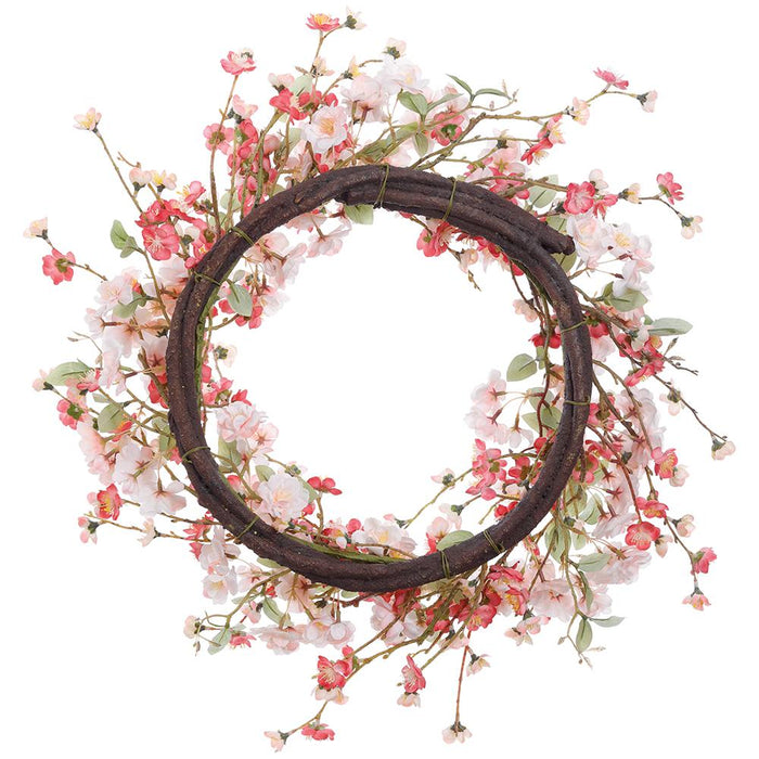 24" Cherry Blossom Silk Flower Wreath -Pink/Cream (Pack of 2) - FWS055-PK/CR