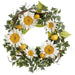 24" Sunflower & Ivy Silk Flower Wreath -White/Green - FWS065-WH/GR