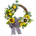 22" Silk Sunflower, Eucalyptus & Fern Hanging Wreath -Yellow/White (pack of 2) - FWS220-YE/WH