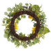24" Sunflower, Dahlia & Eucalyptus Leaf Silk Flower Wreath -Yellow/Green - FWS400-YE/GR