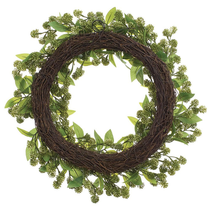 24" PE Sedum Artificial Wreath -Cream/Green - FWS416-CR/GR