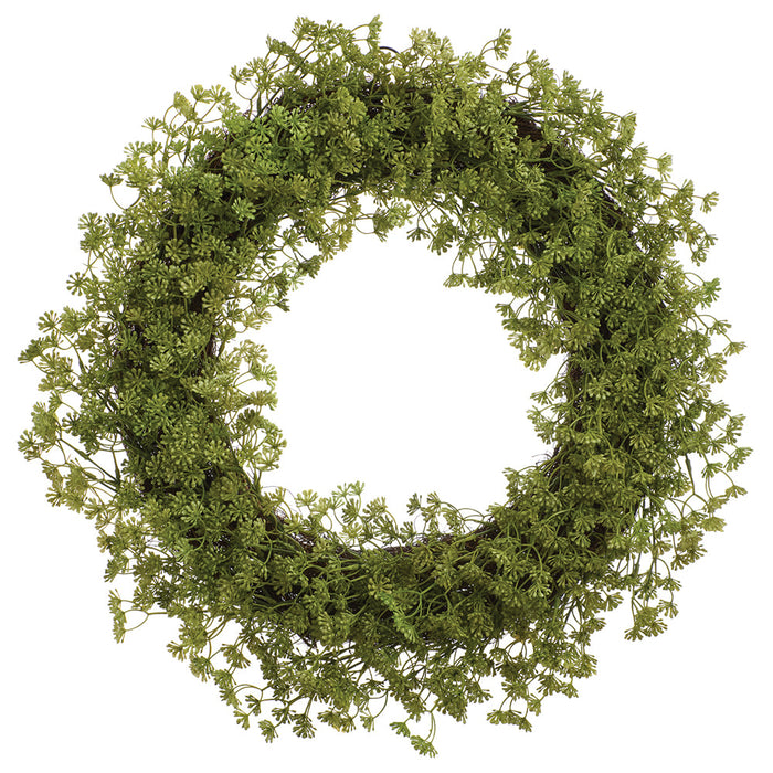 25" PE Sedum Artificial Wreath -Green - FWS459-GR