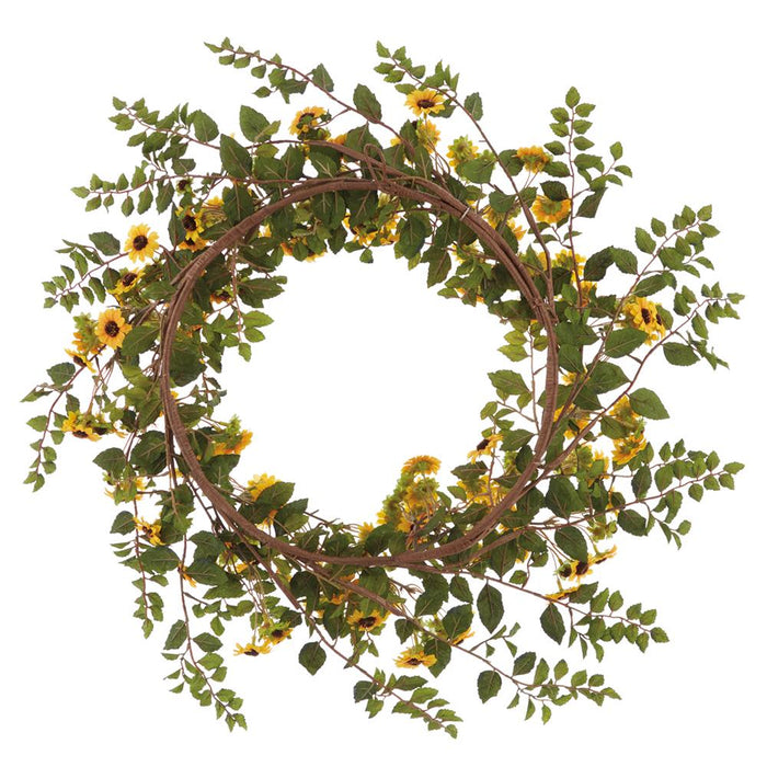 28" Sunflower Silk Flower Wreath -Yellow (Pack of 4) - FWS821-YE