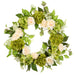 24" Hydrangea, Ranunculus & Queen Anne's Lace Silk Flower Hanging Wreath -Green/Cream (pack of 2) - FWX023-GR/CR