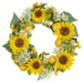 18" Sunflower, Hydrangea & Lemon Silk Flower Wreath -Yellow/Green - FWX070-YE/GR