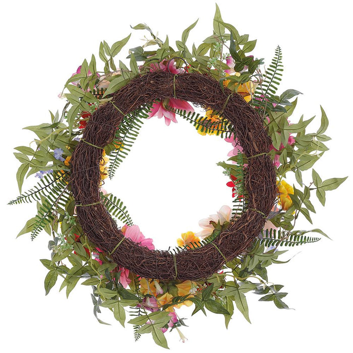 17" Dahlia & Ranunculus Silk Flower Hanging Wreath -Mixed Colors (pack of 2) - FWX087-MX