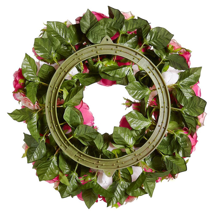 17" Silk Rose & Peony Flower Wreath -Beauty/Pink (Pack of 2) - FWX103-BT/PK