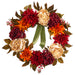 22" Silk Hydrangea, Dahlia & Peony Flower Hanging Wreath -Burgundy/Rust (pack of 2) - FWX167-BU/RU
