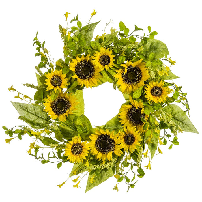 24" Silk Sunflower & Wildflower Hanging Wreath -Yellow (pack of 4) - FWX192-YE
